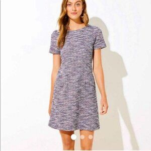 Loft Tweed Button Shoulders A Line Dress Red 2 business work office preppy fall